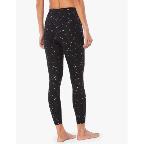 Beyond Yoga Tossed Star High Waist Crop Leggings Size S Iridescent Sparkle Black - Picture 3 of 12